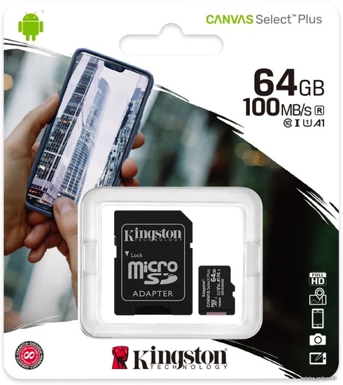 Карта флеш памяти SDCS2/ 64GB micro SDXC KINGSTON Canvas Select Plus - фото