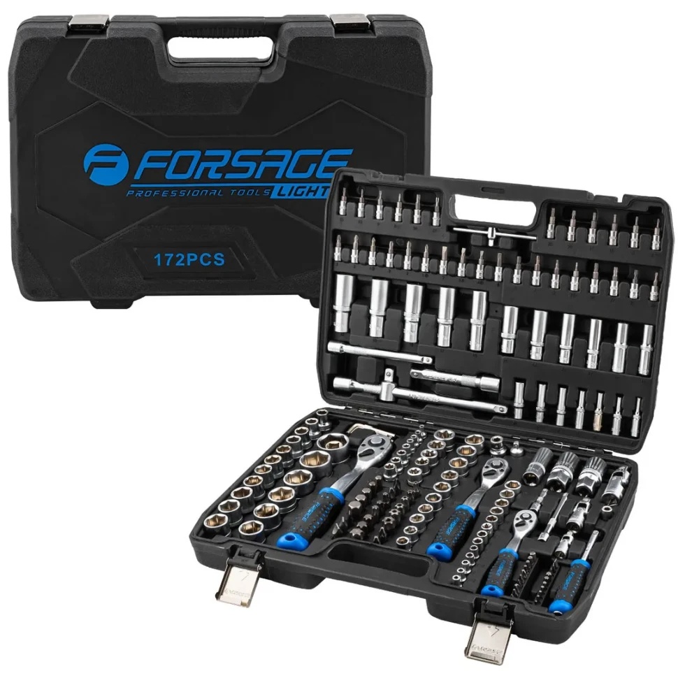Набор инструментов 172пр. 1/4'', 3/8'', 1/2''(6гр.)(4-32мм) Forsage LIGHT F LIGHT-41723-5 - фото