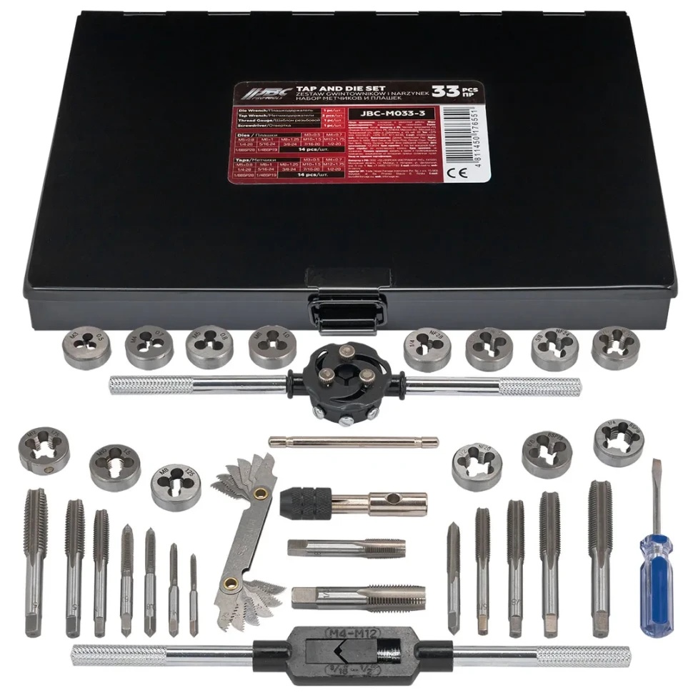 Набор метчиков и плашек 33пр.(метрич+дюйм) JBC-M033-3 - фото