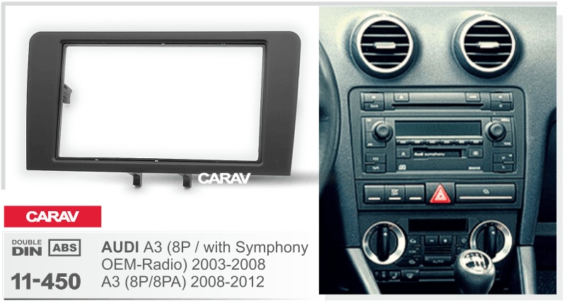 CARAV 11-450 - 2-DIN переходная рамка AUDI A3 (8P / with Symphony OEM-Radio) 2003-08; A3 (8P/8PA) - фото2