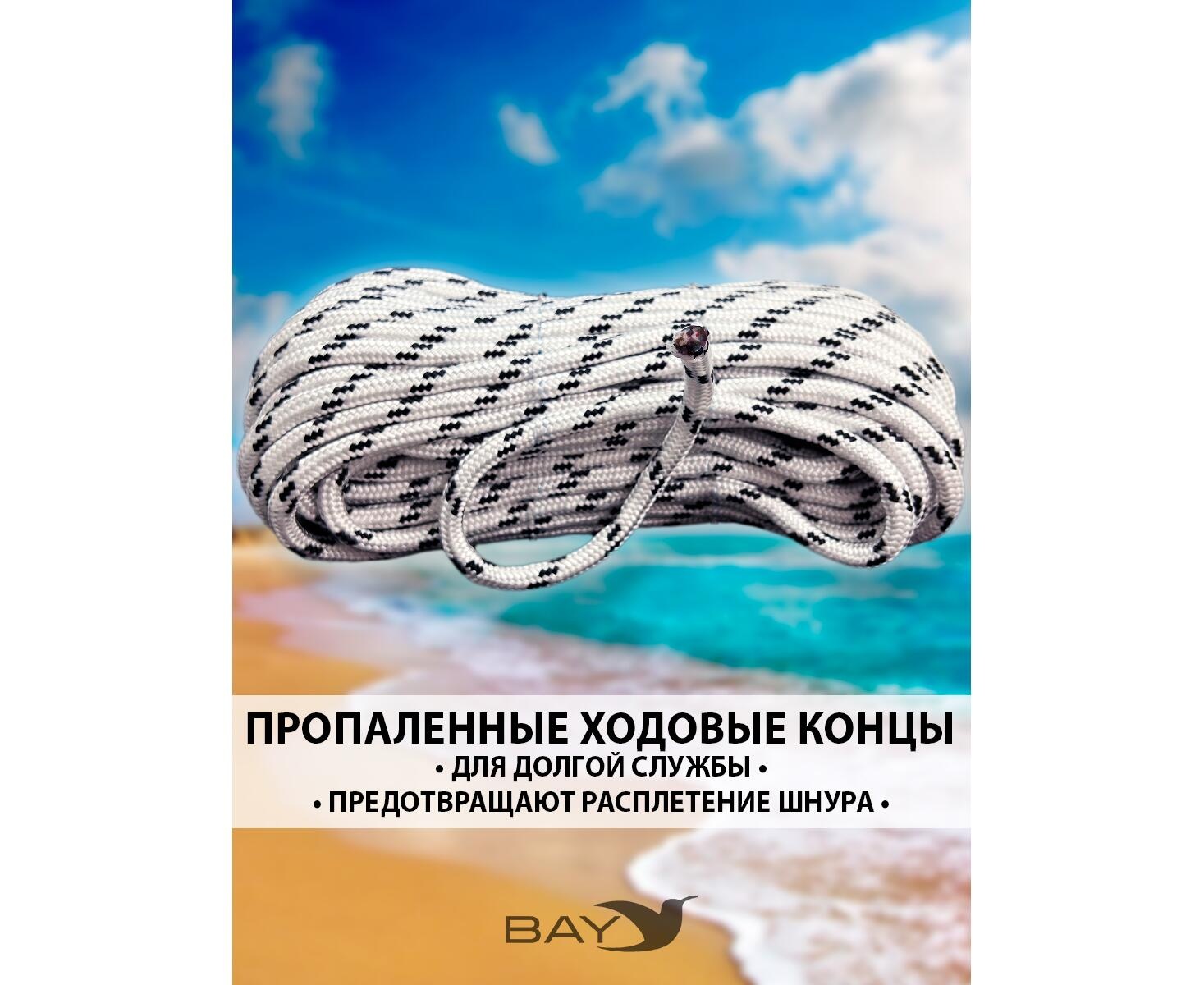 Шнур плетеный BAY (веревка) полипропиленовый 8мм х 30м черный - фото2