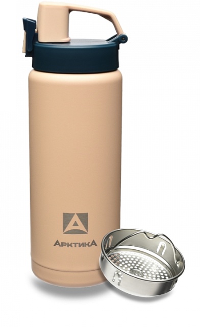Термос на 0.5 литра с ситечком Арктика 702-500C Сититерм, текстурный (песок) - фото