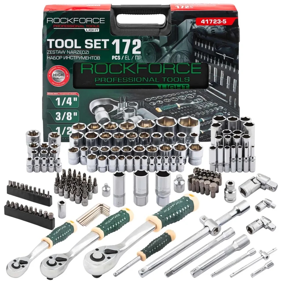 Набор инструментов 172пр. 1/4'', 3/8'', 1/2''(6гр.)(4-32мм) RockFORCE LIGHT RF LIGHT-41723-5 - фото2