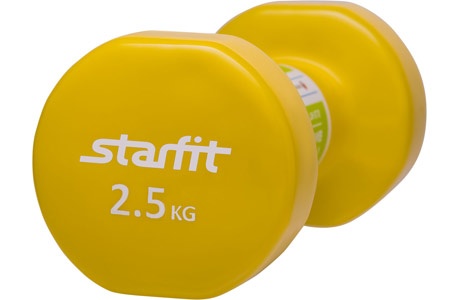 Гантели виниловые 2,5 кг 2 шт. STARFIT DB-101-2,5-Y - фото2