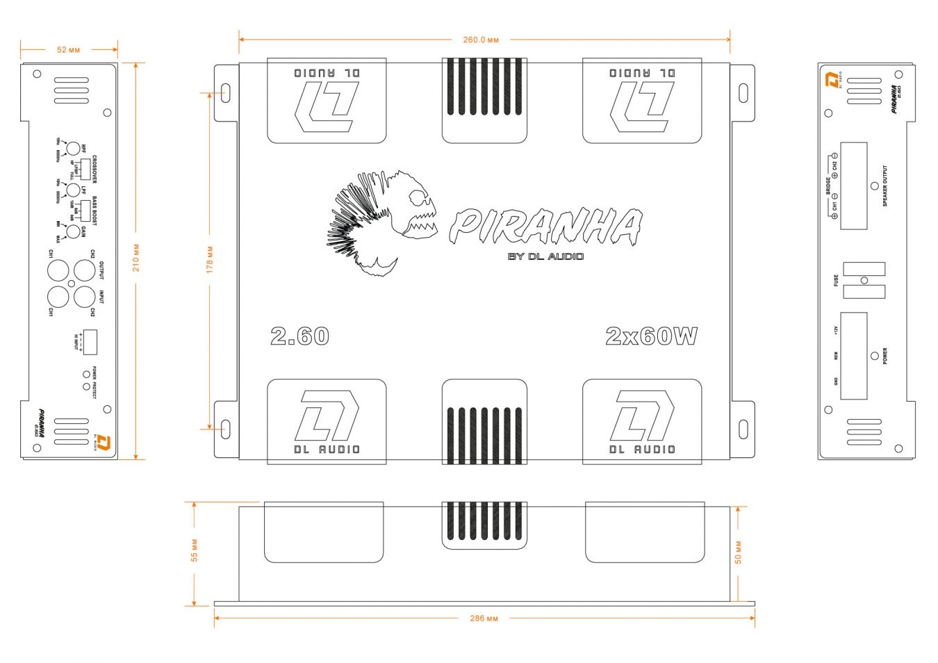 Автомобильный усилитель DL Audio Piranha 2.60 - фото5