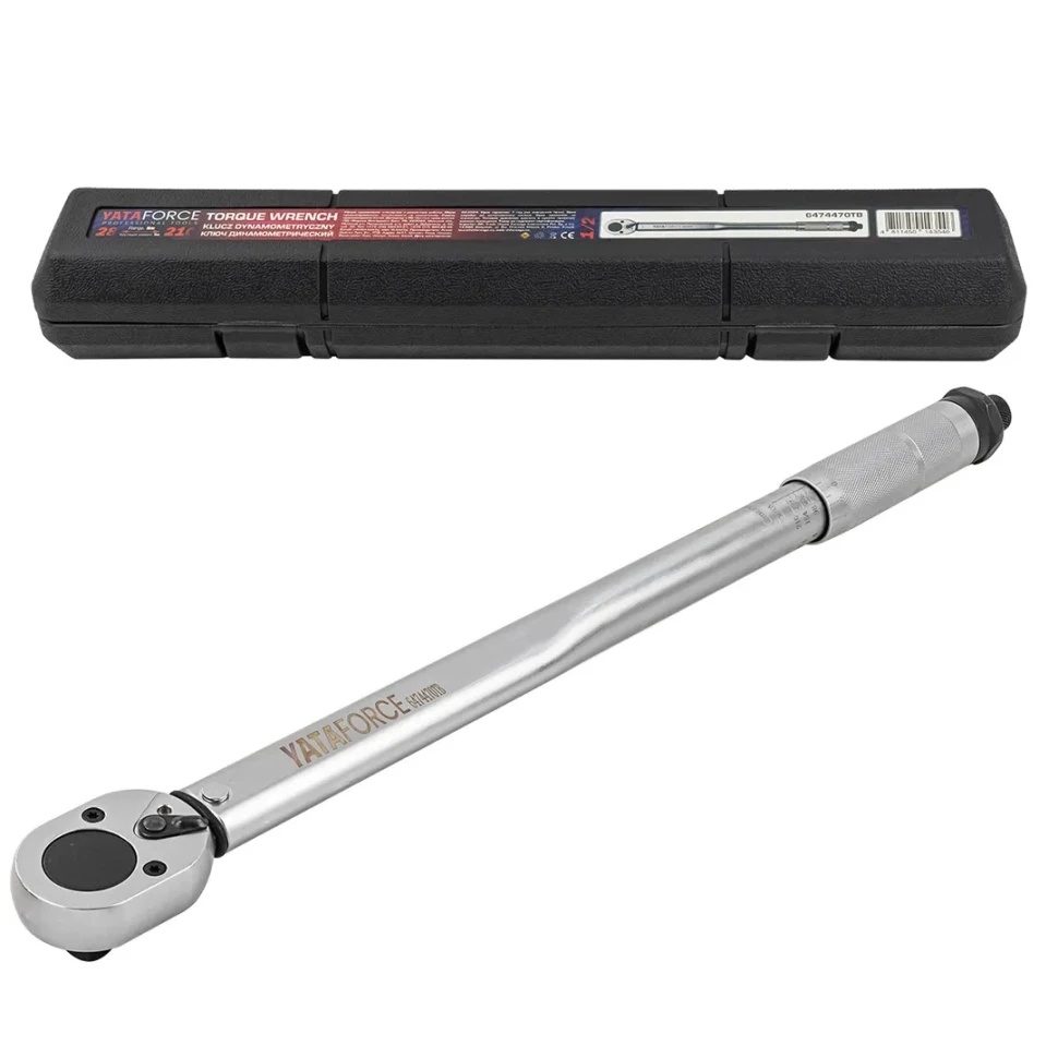 Ключ динамометрический щелчкового типа 28-210Нм 1/2'',в пластиковом футляре YATAFORCE YF-6474470TB - фото