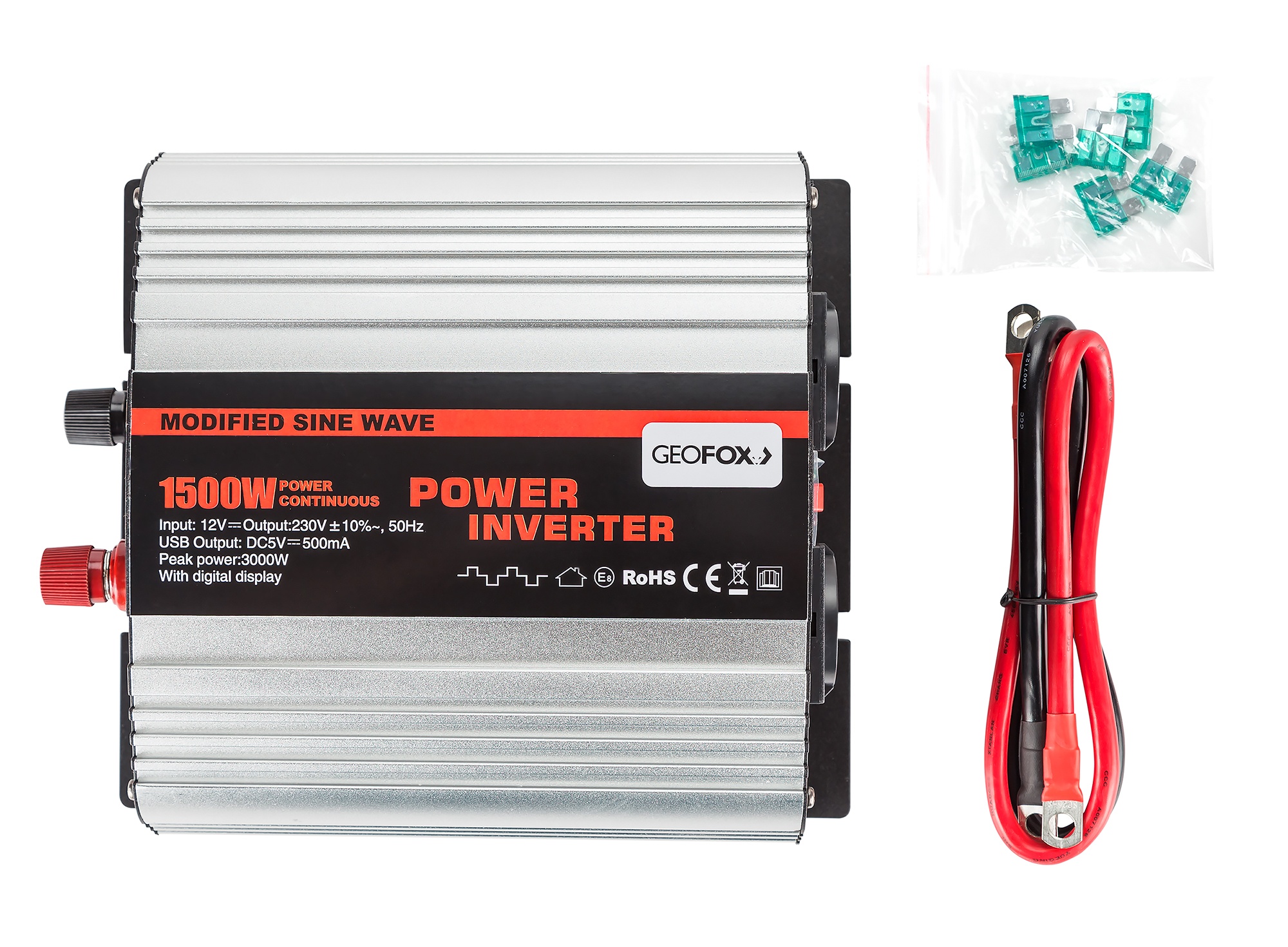 Автомобильный инвертор Geofox MD 1500W/12v-2p - фото5