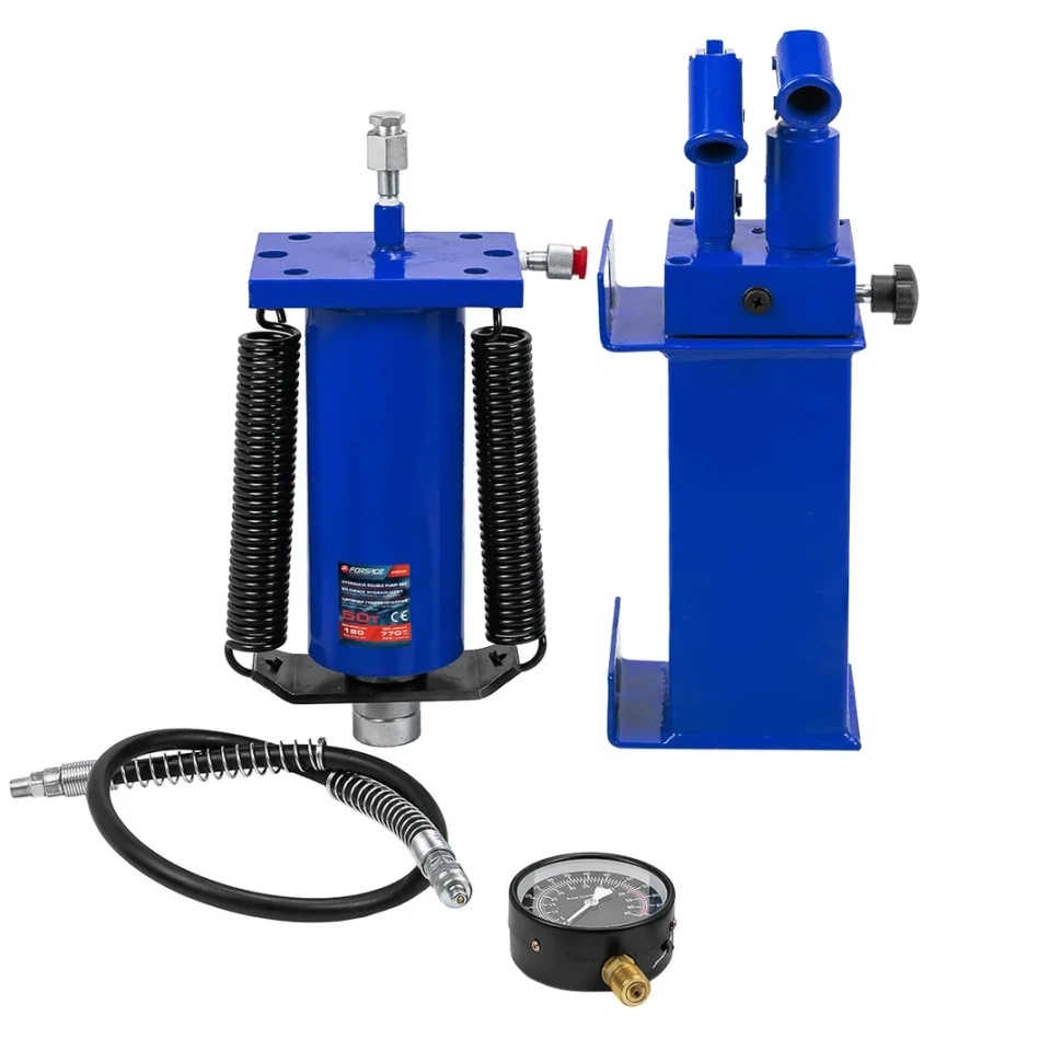 Цилиндр гидравлический для пресса в комплекте со станцией гидравлической и манометром, 50т Forsage F-0100-3Y[ из 2-х частей] - фото