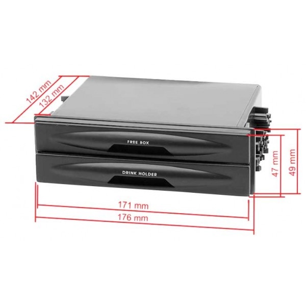 CARAV 11-906 - 1-DIN карман универсальный (176*49*132 mm / c выдвижными подстаканниками) - фото5