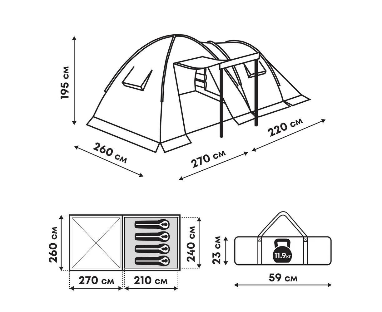 Туристическая палатка RSP House 4 - фото6