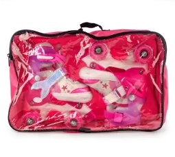 Роликовые коньки раздвижные Favorit FS-128PN Квады, розовые - фото4