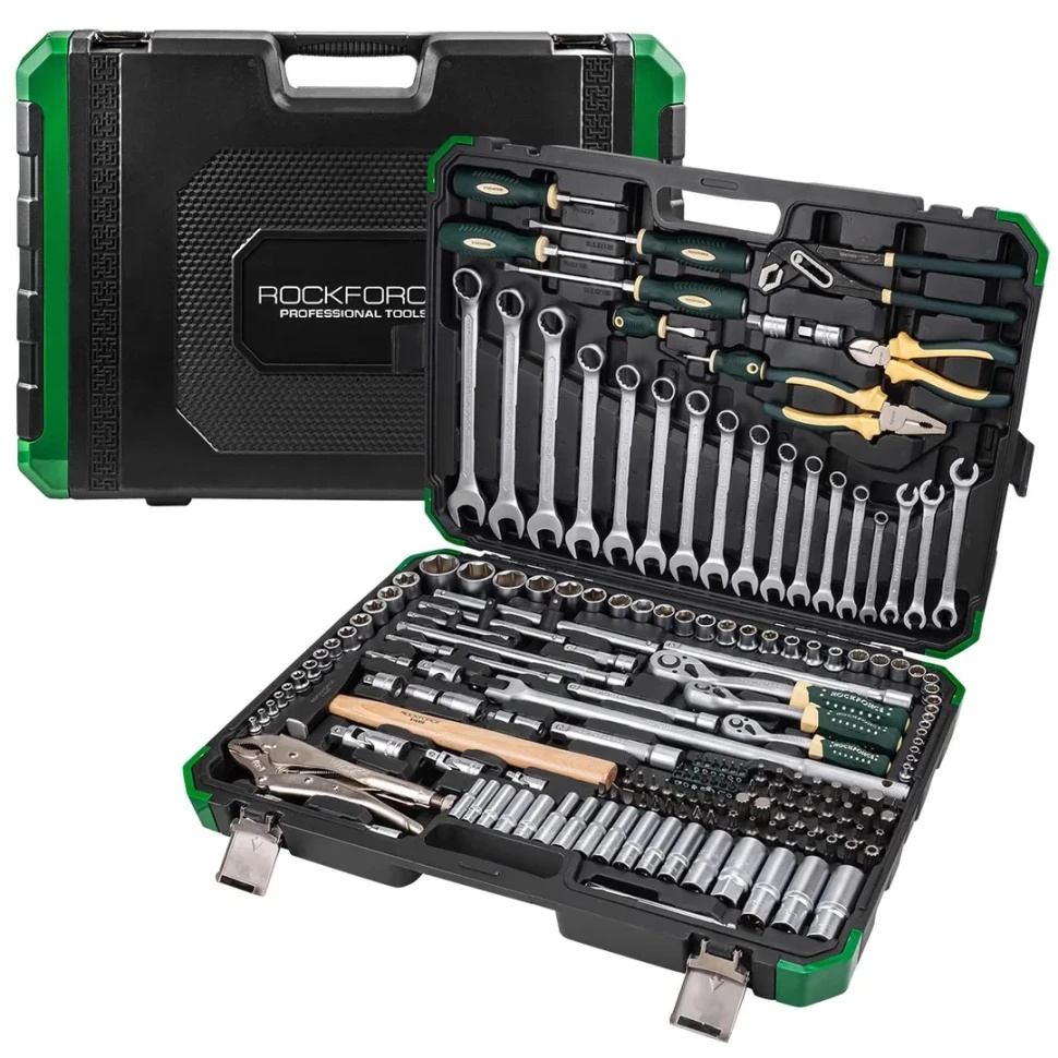 Набор инструментов 180+2пр. 1/4'', 3/8'', 1/2''(6гр.,12гр.) RockFORCE RF-41802+2 - фото