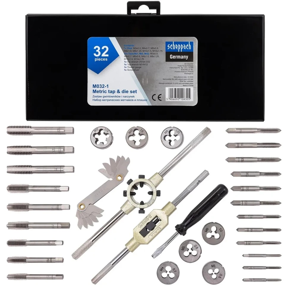 Набор метчиков и плашек 32 пр. Scheppach Sch-M032-1 - фото