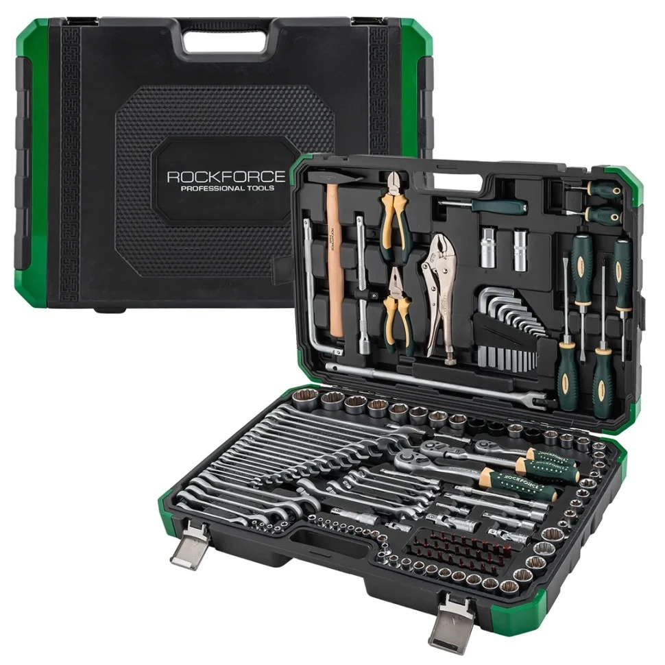 Набор инструментов 142+6 пр.1/4''3/8''1/2''(6-гр.)(4-32мм) RockFORCE RF-41421-5 GOLD - фото