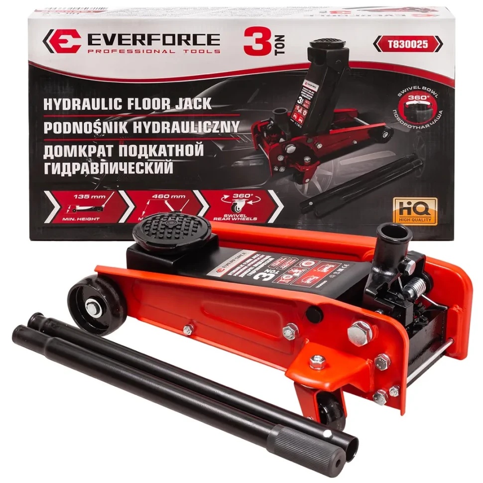 Домкрат подкатной гидравлический 3т. EVERFORCE EF-T830025 - фото
