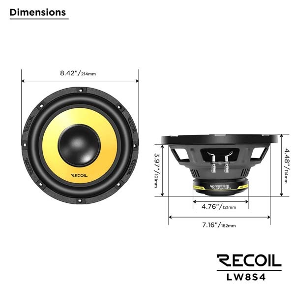 Автомобильный сабвуферный динамик RECOIL LW8S4 - фото2
