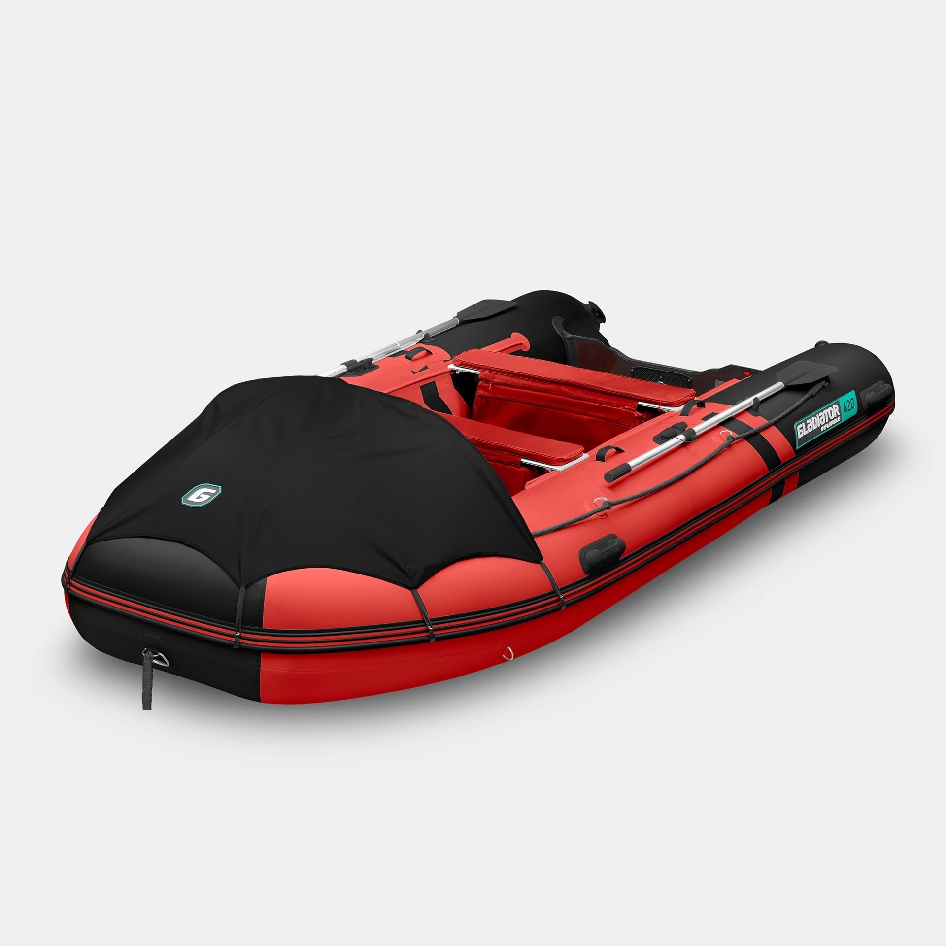 Моторно-гребная лодка GLADIATOR E420PRO (красно-черный) - фото