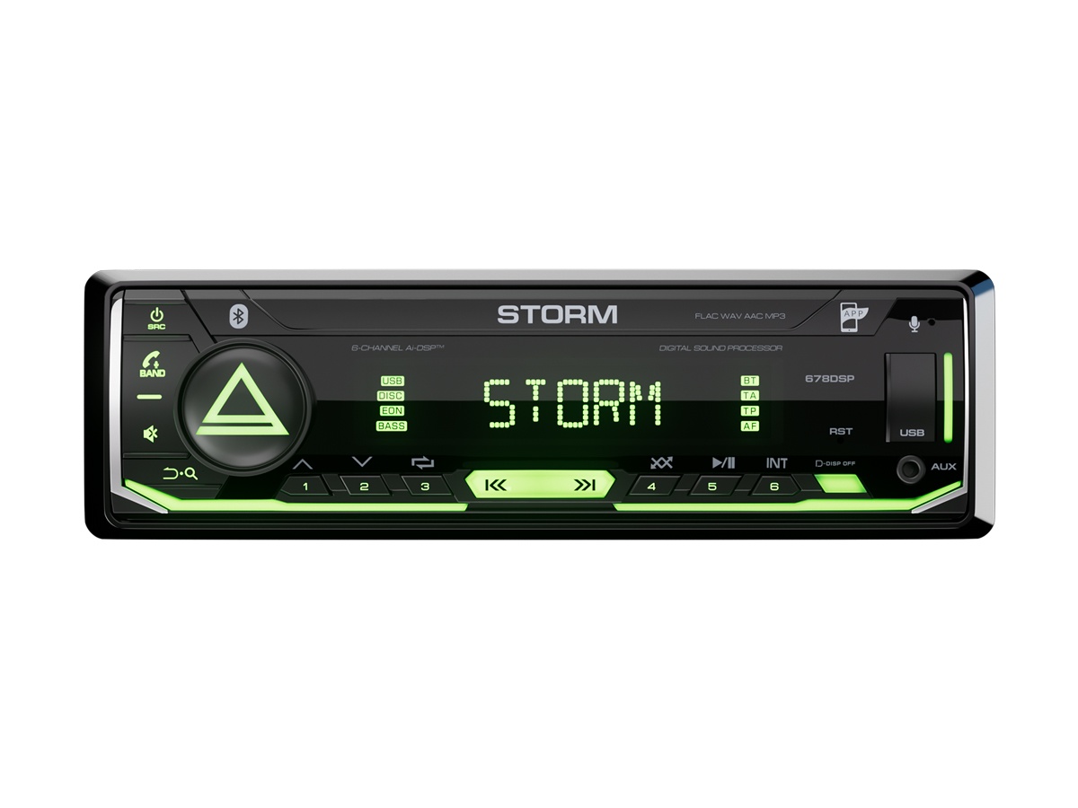 Автомобильный USB/Bluetooth процессорный ресивер AURA STORM-678DSP - фото
