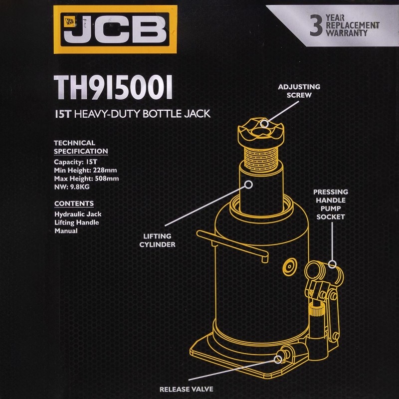 Домкрат бутылочный 15т JCB JCB-TH915001 - фото6