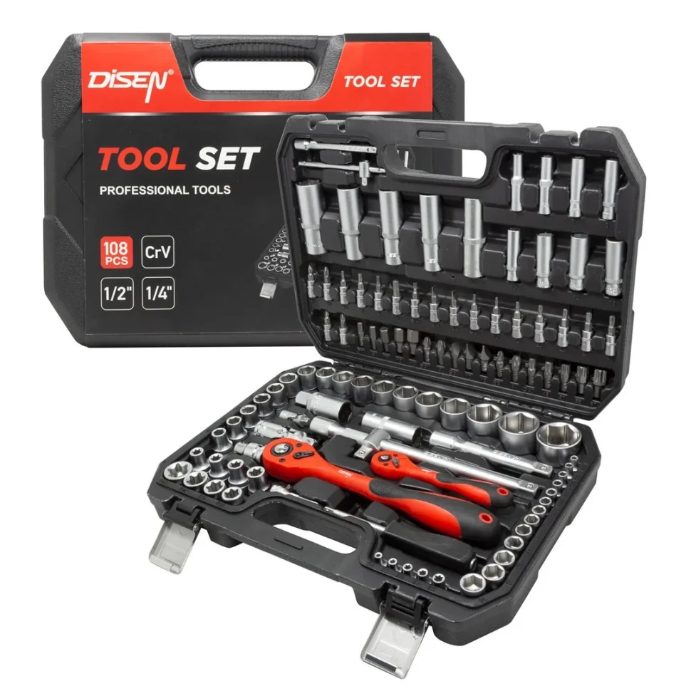 Набор инструментов 108пр. 1/2'', 1/4''(6гр.)(4-32мм) DISEN DS-41082-5 - фото