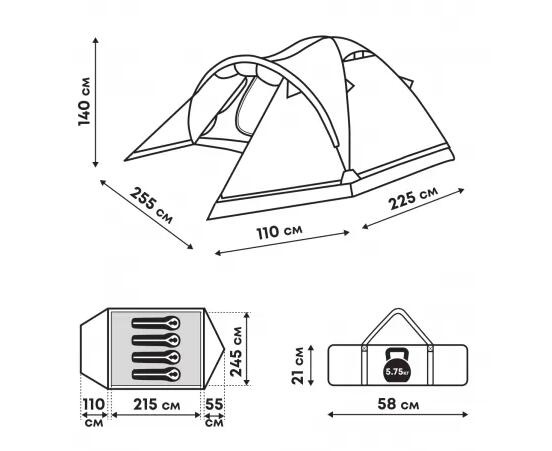 Туристическая палатка RSP River 4 (зеленая) - фото6