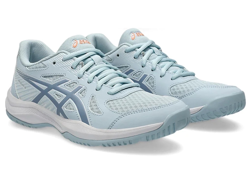 Волейбольные кроссовки женские Asics Upcourt 6 (1072A107-020) бело-голубые - фото