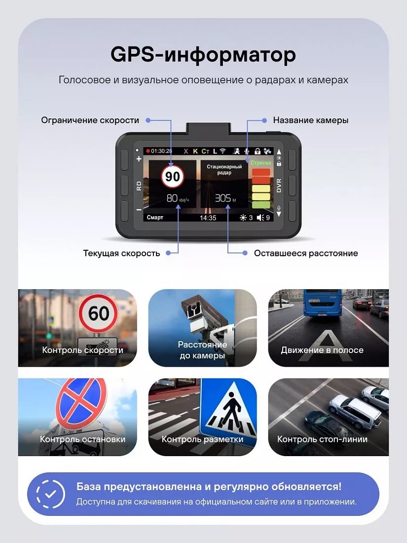 Автомобильный видеорегистратор, радар-детектор Playme MARK SE - фото5