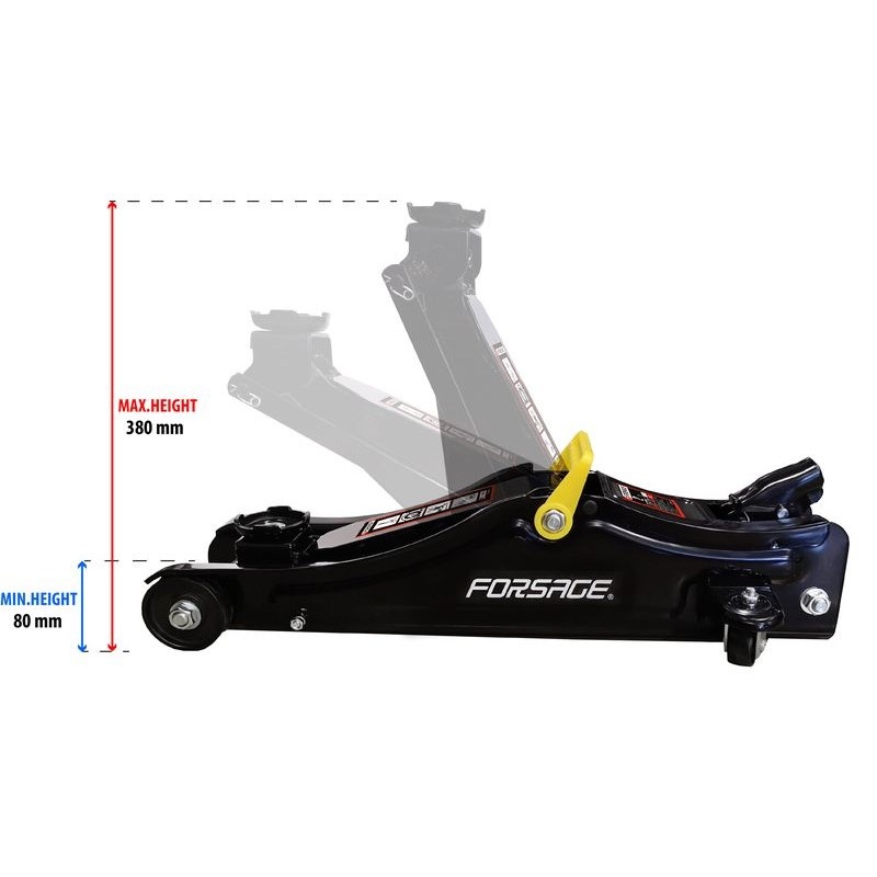 Домкрат подкатной гидравлический низкопрофильный 2т с резиновой накладкой (h min - 80мм, h max - 380мм) Forsage F-TA820037 - фото5