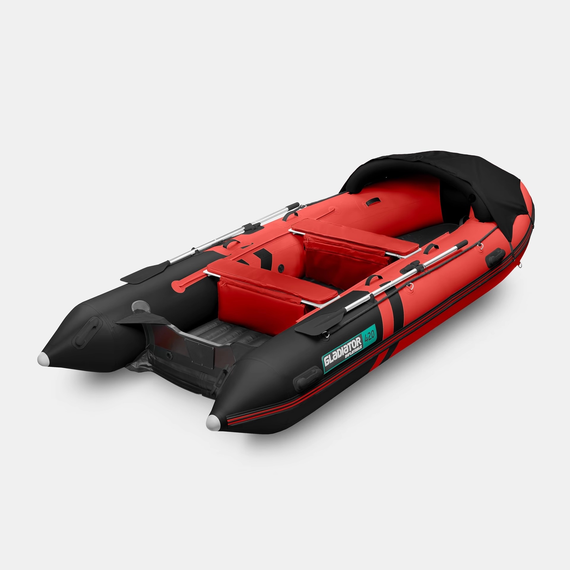 Моторно-гребная лодка GLADIATOR E420PRO (красно-черный) - фото2
