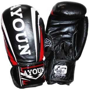 Перчатки боксерские Ayoun 967-8, 10, 12, 14 унц. черные, кожа - фото