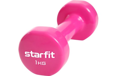 Гантели виниловые 1 кг x 2, STARFIT (розовый) DB-101-1-PI - фото