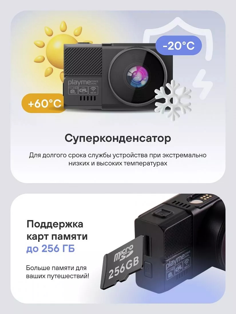 Автомобильный видеорегистратор Playme FORCE DUAL - фото5