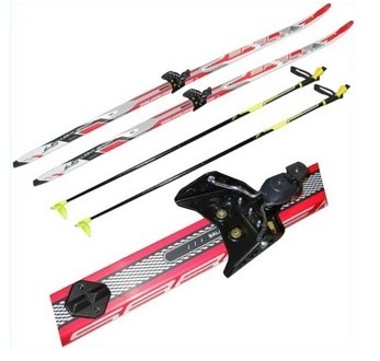 Комплект лыжный STC с креплениями 75 мм и алюминиевыми палками (180, 185 см) - фото
