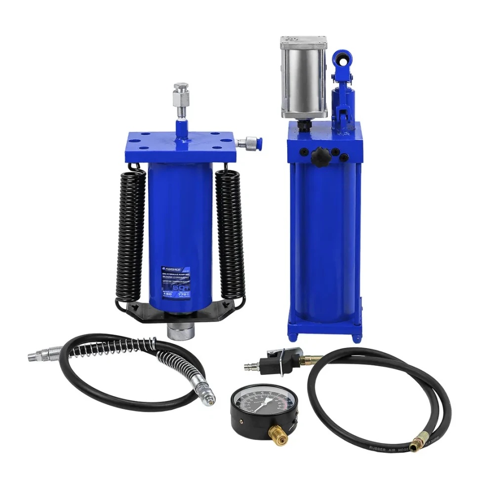 Цилиндр гидравлический для пресса в комплекте со станцией гидравлической и манометром, 50т Forsage F-0101-3Y[ из 2-х частей] - фото