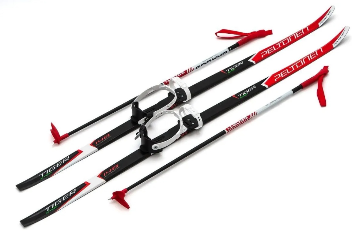 Комплект лыжный детский STC 148 см STEP Tiger red/black c универсальным креплением 