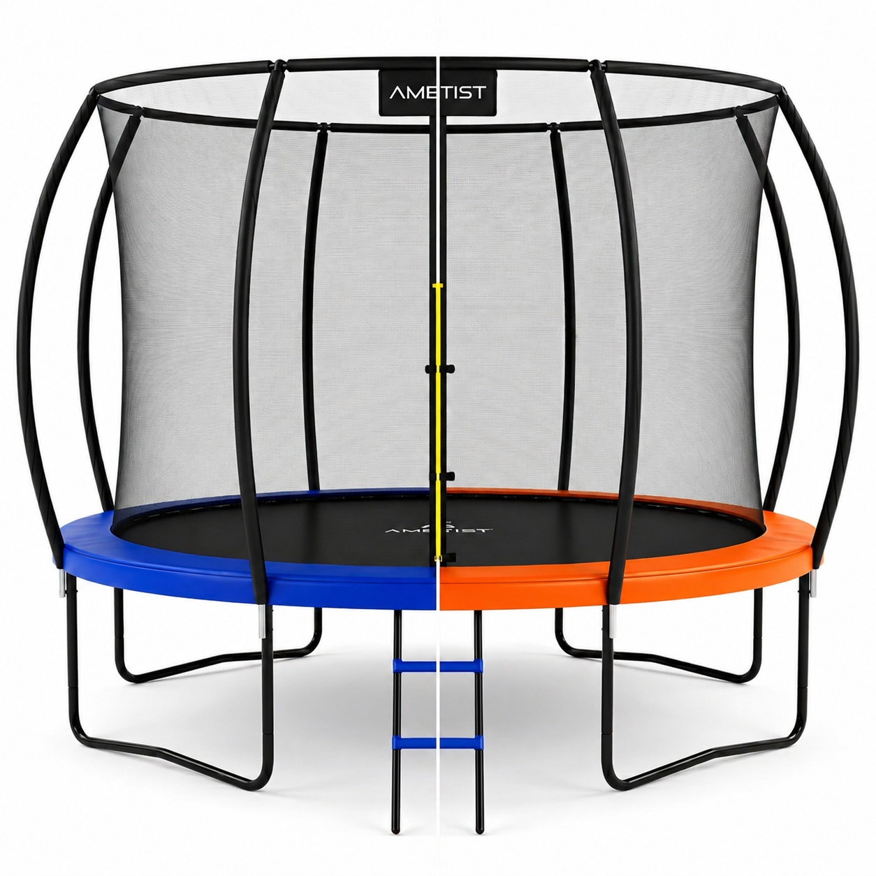Батут AMETIST PRO Inside D374-12FT Blue/Orange с внутренней сеткой и лестницей - фото