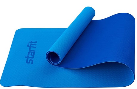 Коврик гимнастический для йоги STARFIT TPE 183х61х0,6 см, синий/темно-синий (FM-201-06-BLDBL) - фото