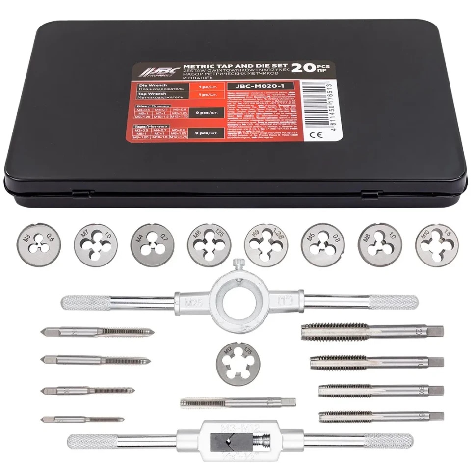 Набор метчиков и плашек метрический 20 пр. JBC-M020-1 - фото