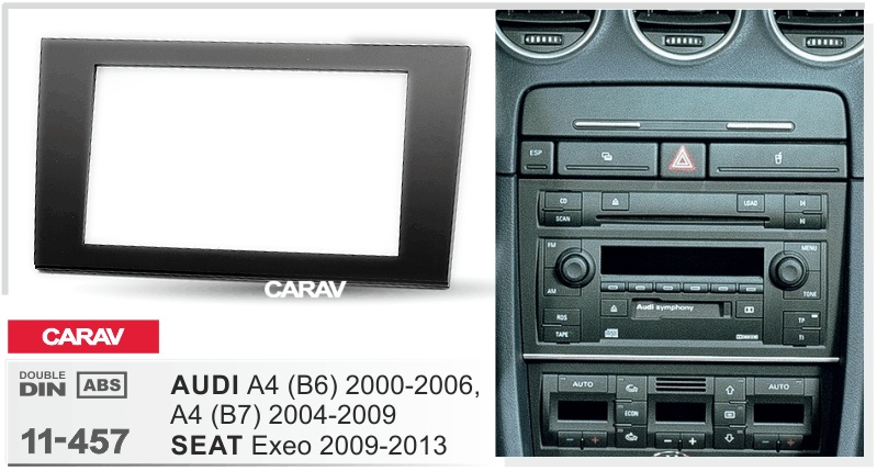 CARAV 11-457 - 2-DIN переходная рамка AUDI A4 (B6) 2000-06, A4  (B7) 2004-09 / SEAT Exeo  2009-13) - фото2