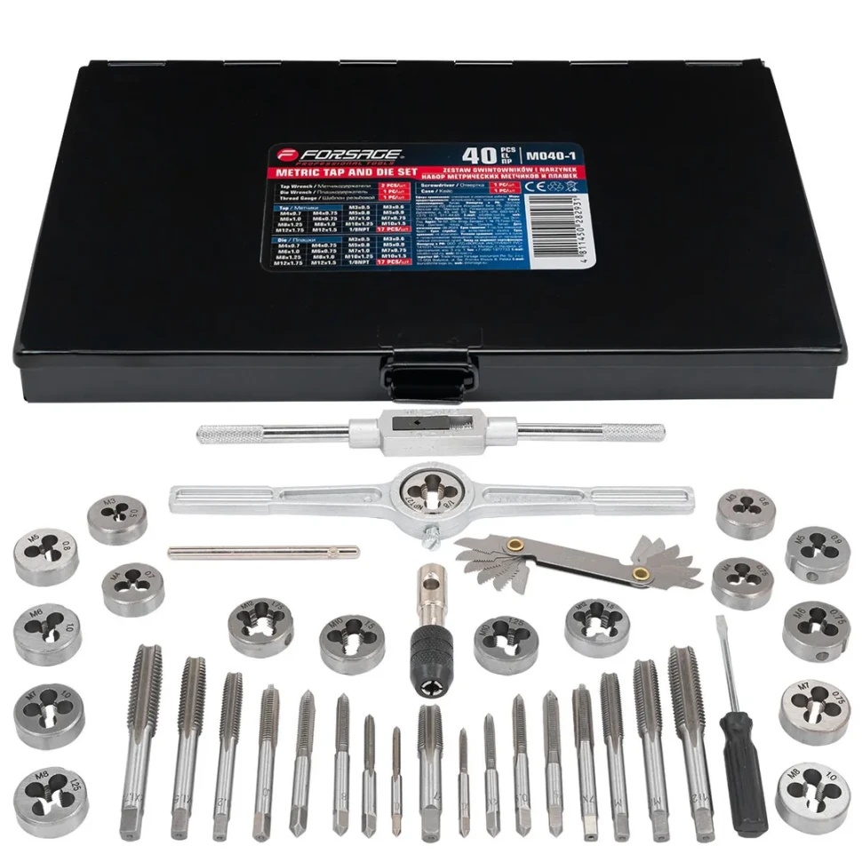 Набор метчиков и плашек 40пр. (метрич.) Forsage M040-1 - фото