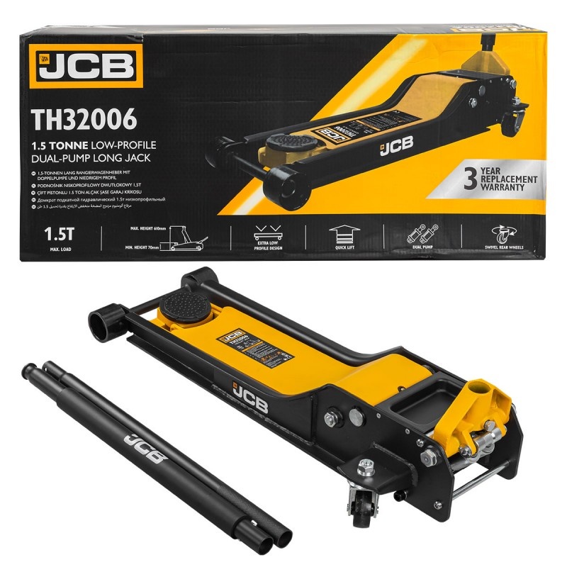 Домкрат подкатной гидравлический 1.5т (h min 70мм, h max 610мм) JCB JCB-TH32006 - фото