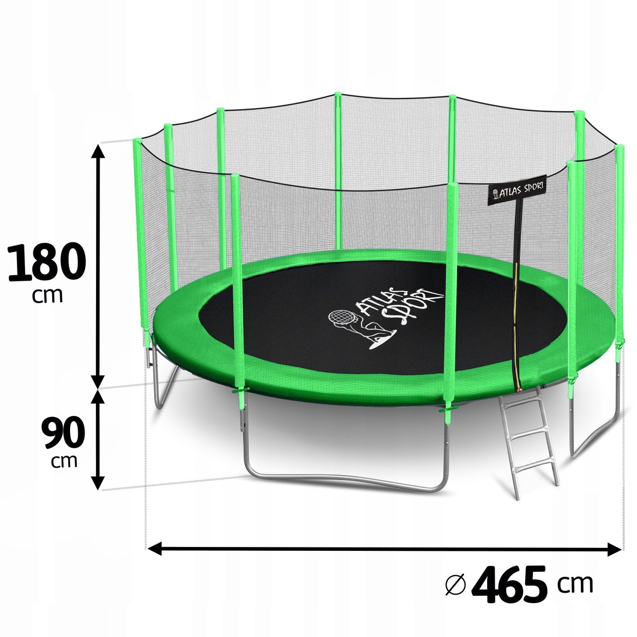 Батут Atlas Sport 465 см (15ft) Basic GREEN - фото4