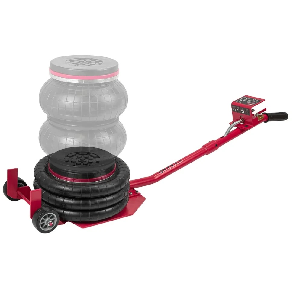 Домкрат подкатной пневматический 3,5т (6-12bar, h min 135мм, h max 420мм, 3 подушки, O255мм) PATRON P-YHQD-3WT-270A - фото