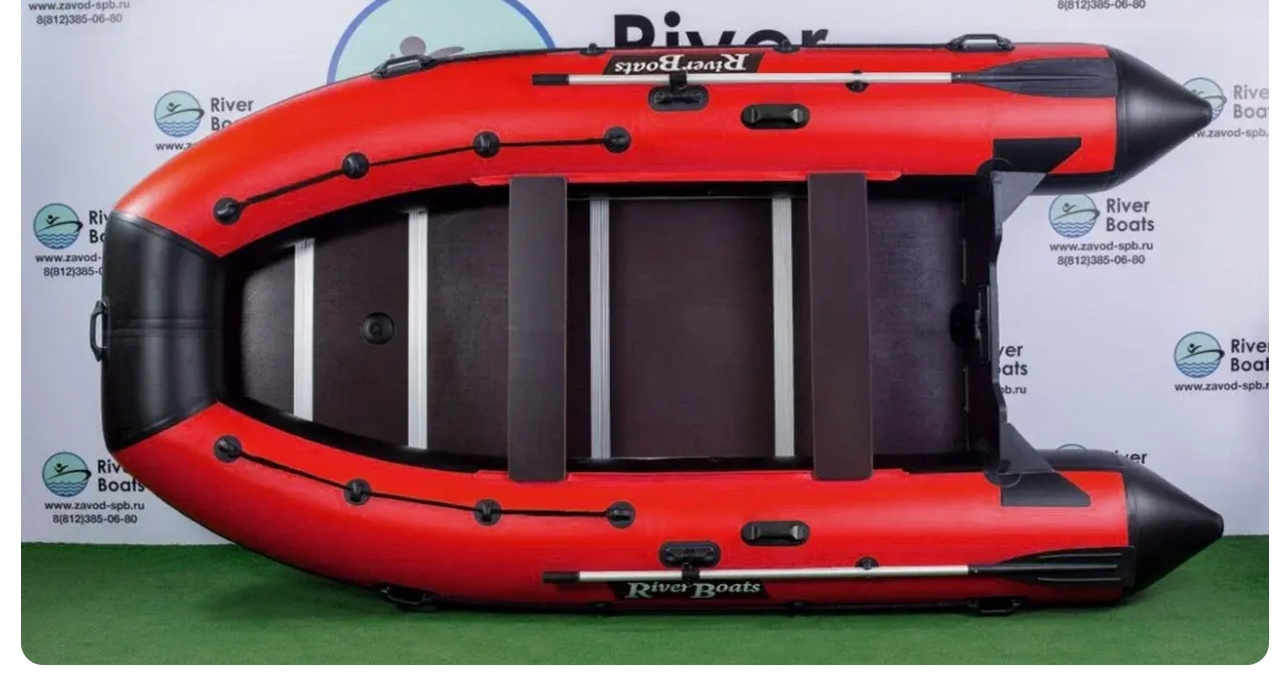 Надувная лодка RiverBoats RB 410 Киль (черно-красный) - фото