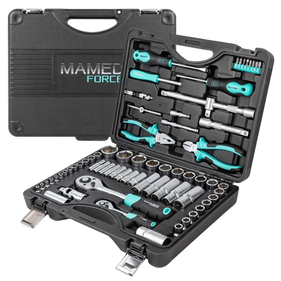 Набор инструментов 69пр.,1/4'',1/2'',(6гр.)(4-32мм) MAMEDFORCE MF-4603-5 - фото
