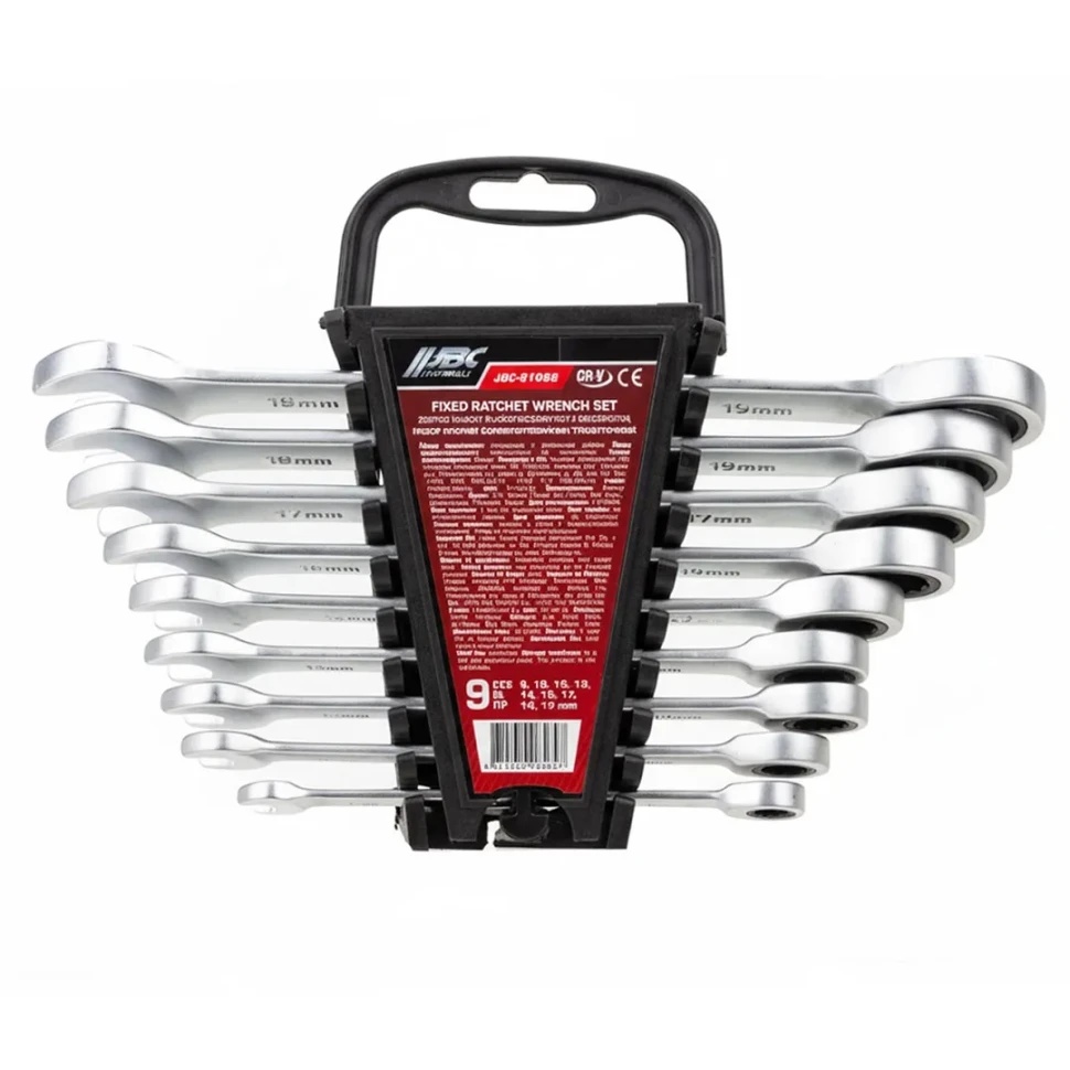 Набор ключей комбинированных трещоточных, 9пр. (8,10,12,13,14,16,17,18,19мм) в пластиковом JBC-51092 - фото
