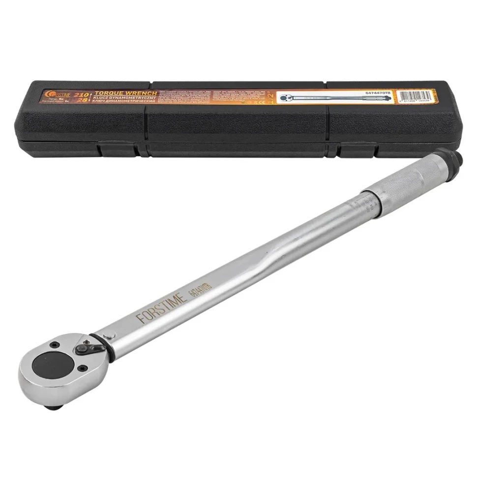 Ключ динамометрический щелчкового типа 28-210Нм 1/2'',в пластиковом футляре FORSTIME FT-6474470TB - фото