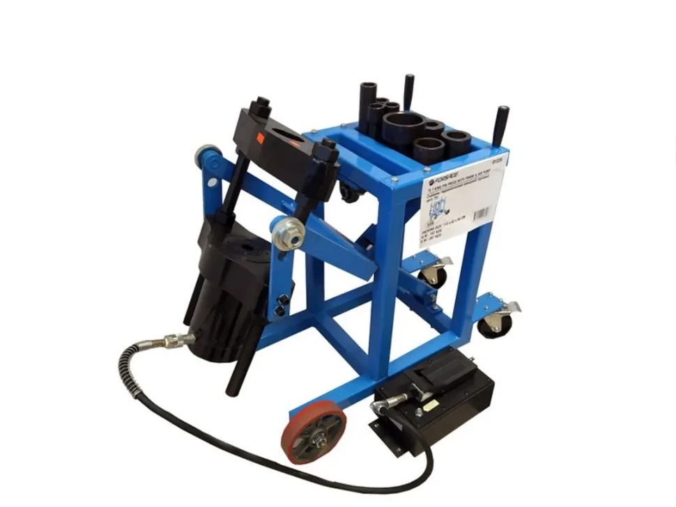 Съемник гидравлический выпрессовщик шкворней с тележкой .грузовых авто 75т с пневмо насосом и комплектом надставок Forsage F-B1339 - фото