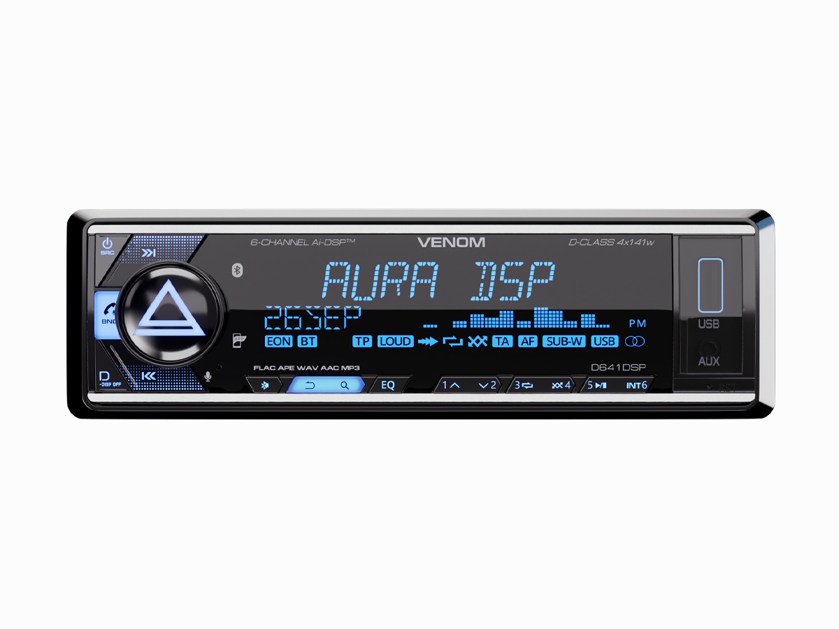 Автомобильный USB/Bluetooth процессорный ресивер AURA VENOM-D641DSP - фото