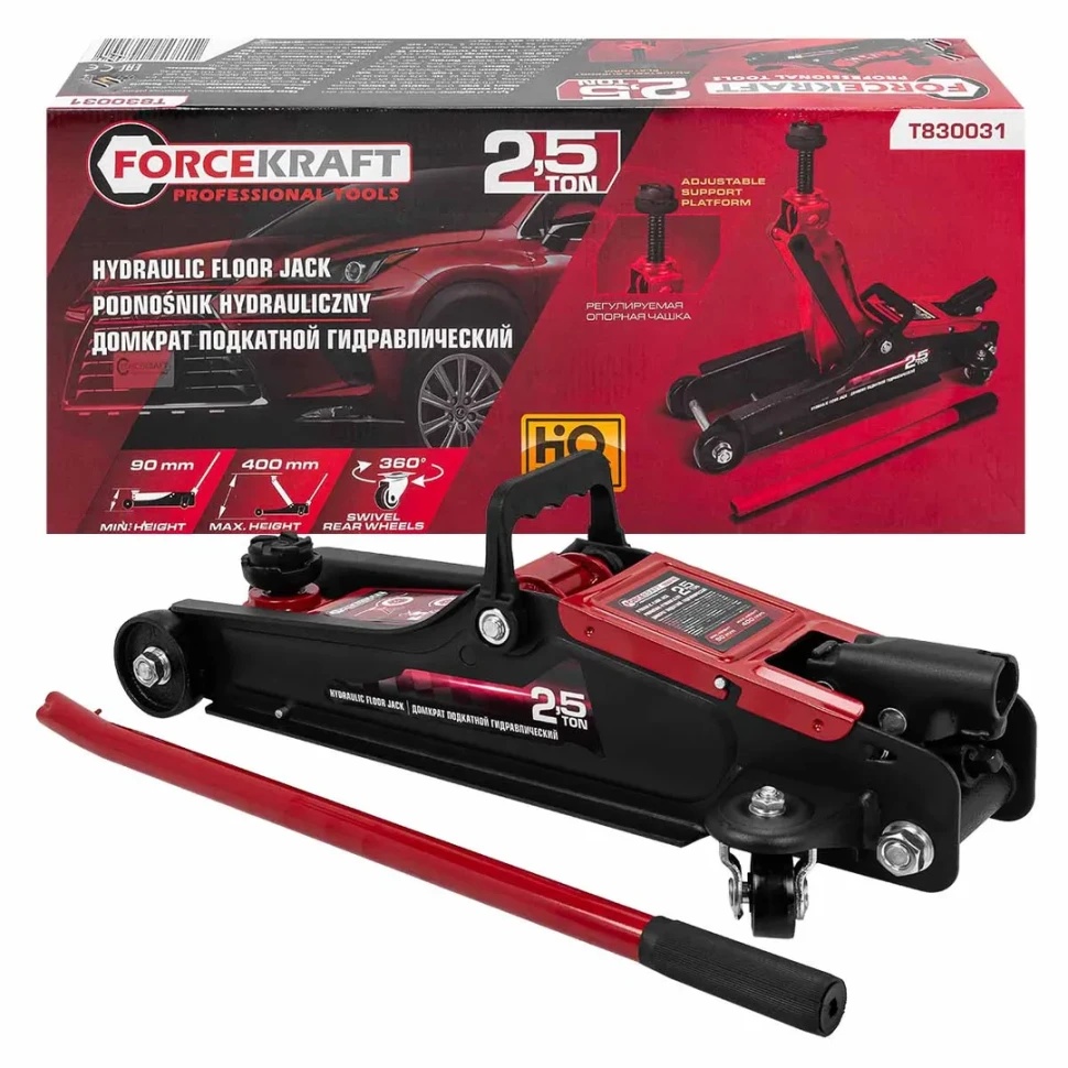 Домкрат подкатной гидравлический 2.5т. FORCEKRAFT FK-T830031 - фото